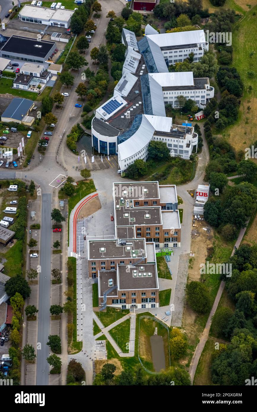 Aerial view, University of Witten / Herdecke with new building campus ...