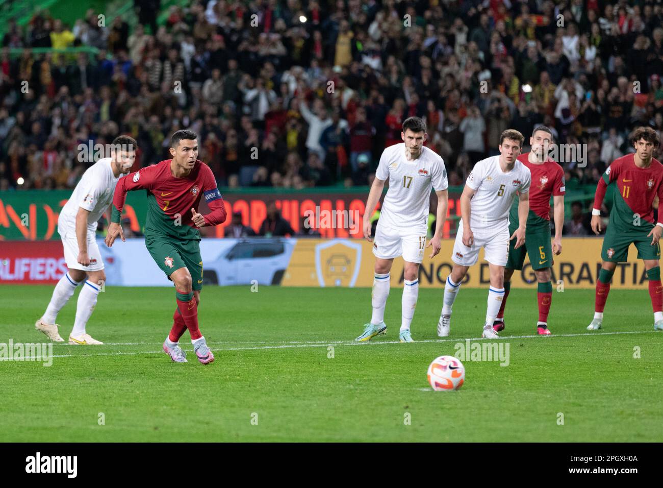 March 23, 2023. Lisbon, Portugal. Portugal's and Al Nassr forward Cristiano Ronaldo (7) in action during the 1st Round of Group J for the Euro 2024 Qualifying Round, Portugal vs Liechtenstein Credit: Alexandre de Sousa/Alamy Live News Stock Photo