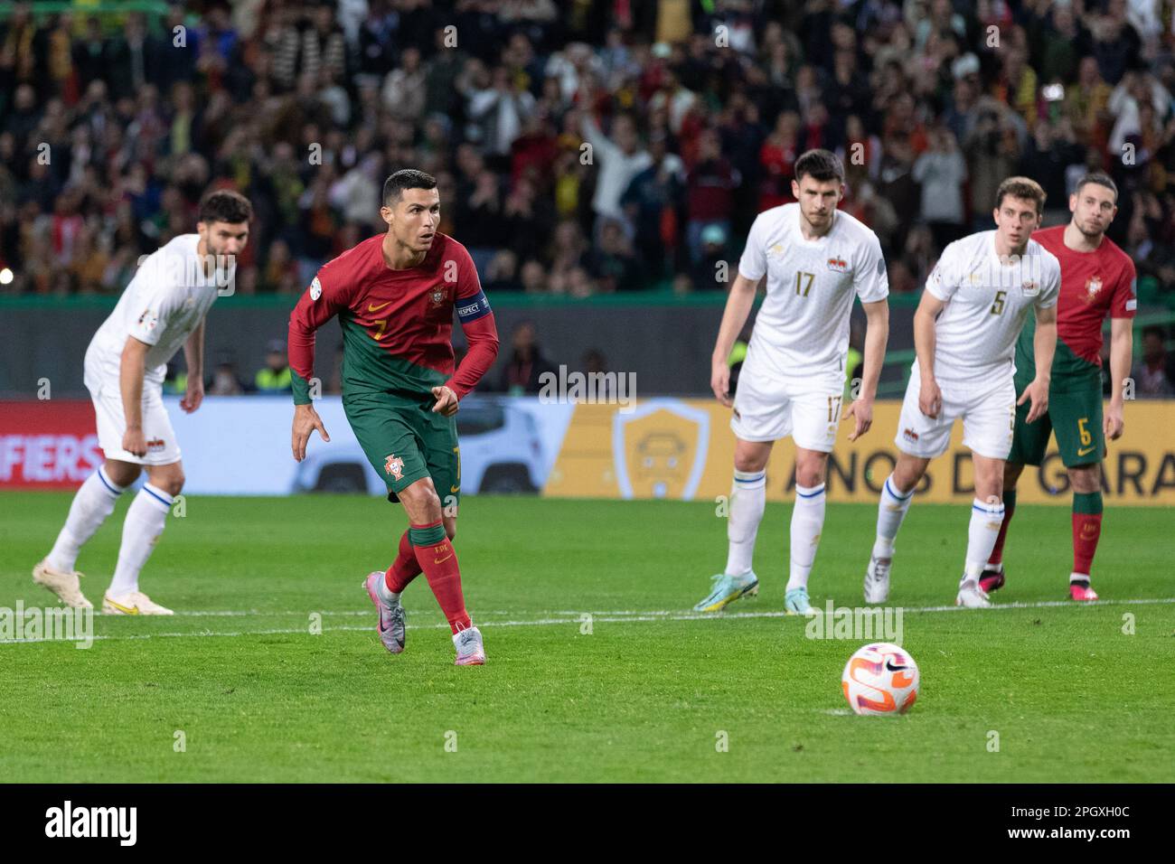 March 23, 2023. Lisbon, Portugal. Portugal's and Al Nassr forward Cristiano Ronaldo (7) in action during the 1st Round of Group J for the Euro 2024 Qualifying Round, Portugal vs Liechtenstein Credit: Alexandre de Sousa/Alamy Live News Stock Photo