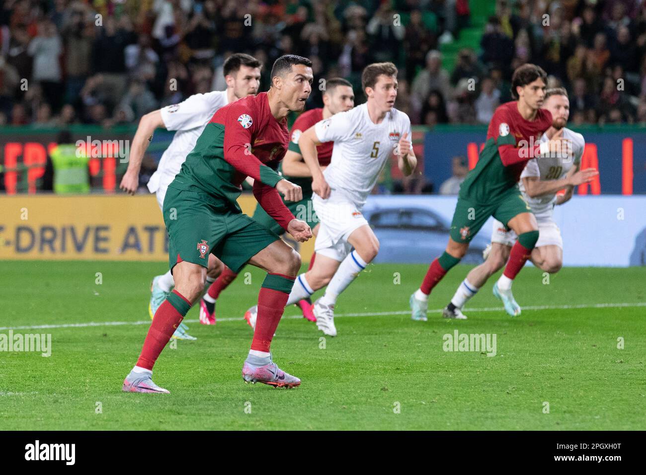 March 23, 2023. Lisbon, Portugal. Portugal's and Al Nassr forward Cristiano Ronaldo (7) in action during the 1st Round of Group J for the Euro 2024 Qualifying Round, Portugal vs Liechtenstein Credit: Alexandre de Sousa/Alamy Live News Stock Photo