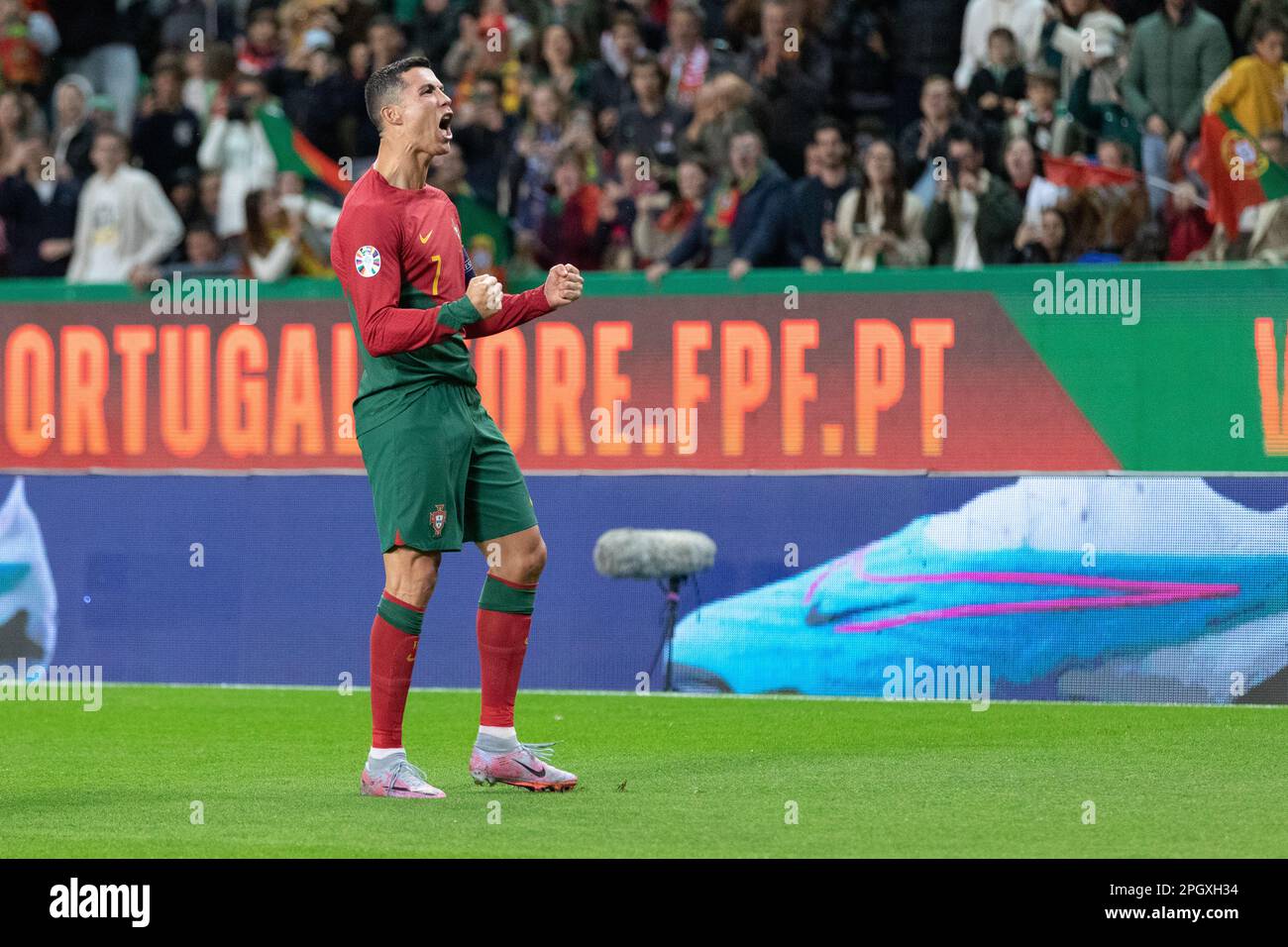 March 23, 2023. Lisbon, Portugal. Portugal's and Al Nassr forward Cristiano  Ronaldo (7) in action during the 1st Round of Group J for the Euro 2024  Qualifying Round, Portugal vs Liechtenstein Credit