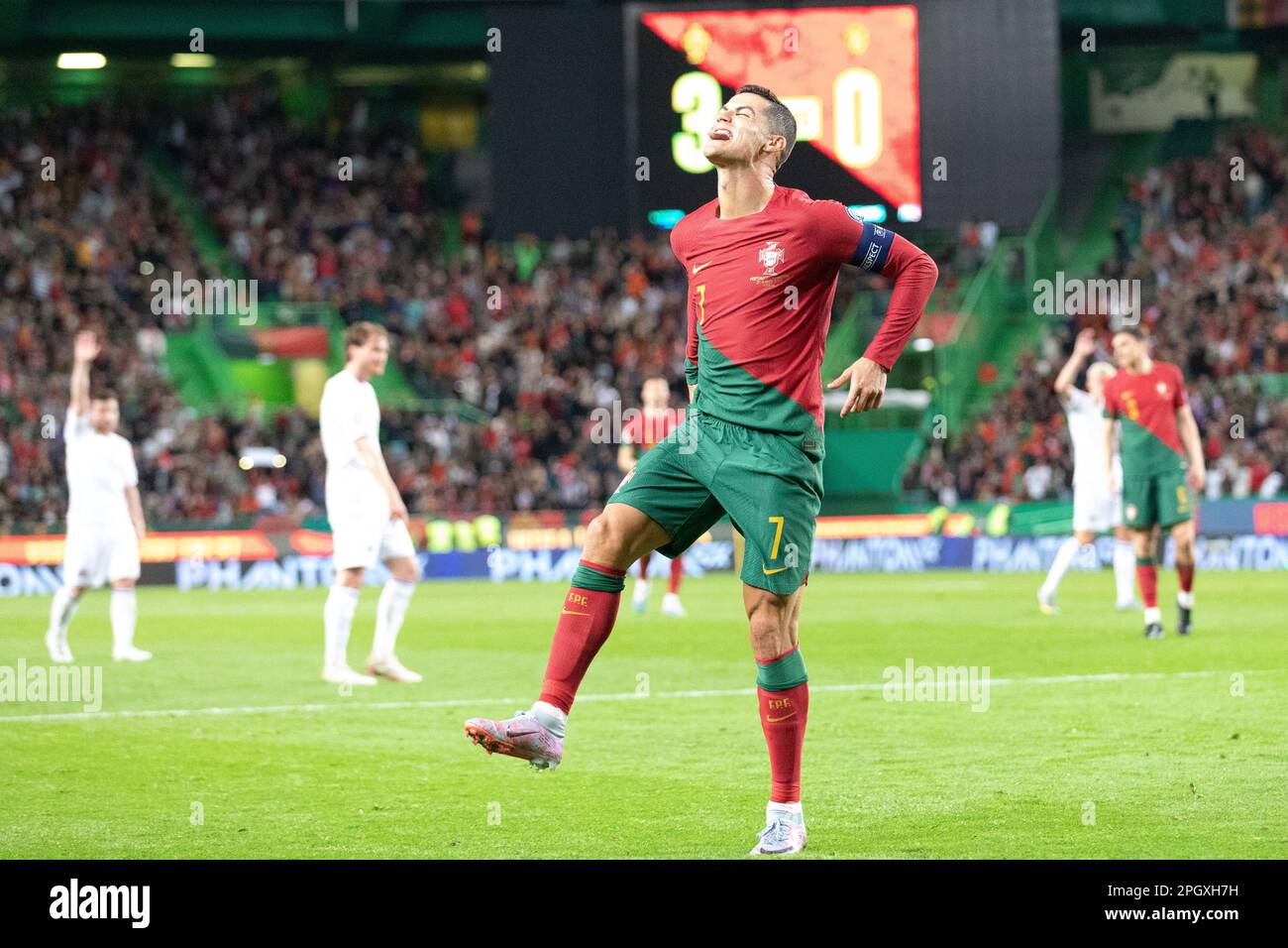 March 23, 2023. Lisbon, Portugal. Portugal's and Al Nassr forward Cristiano  Ronaldo (7) in action during the 1st Round of Group J for the Euro 2024  Qualifying Round, Portugal vs Liechtenstein Credit