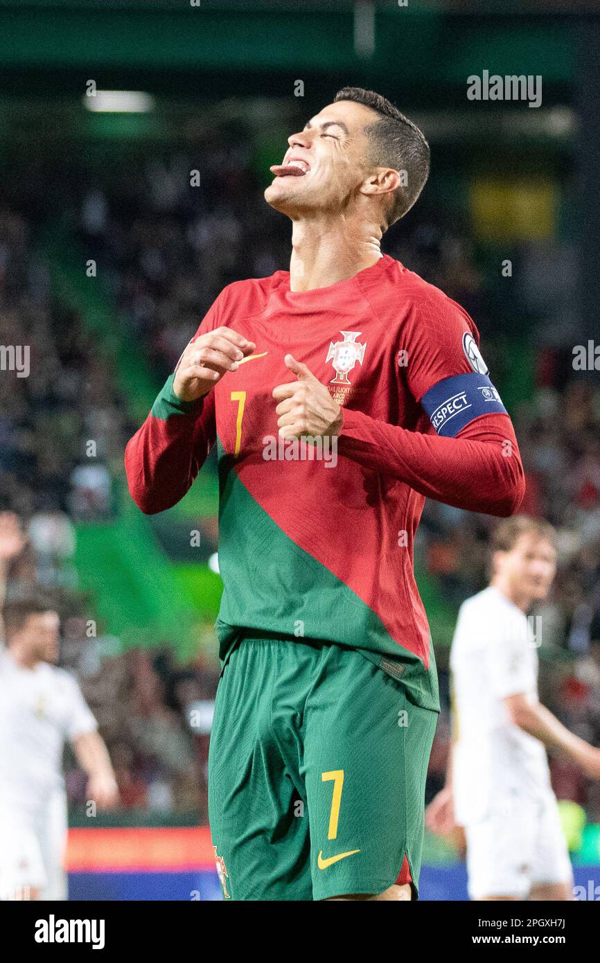 March 23, 2023. Lisbon, Portugal. Portugal's and Al Nassr forward Cristiano Ronaldo (7) in action during the 1st Round of Group J for the Euro 2024 Qualifying Round, Portugal vs Liechtenstein Credit: Alexandre de Sousa/Alamy Live News Stock Photo