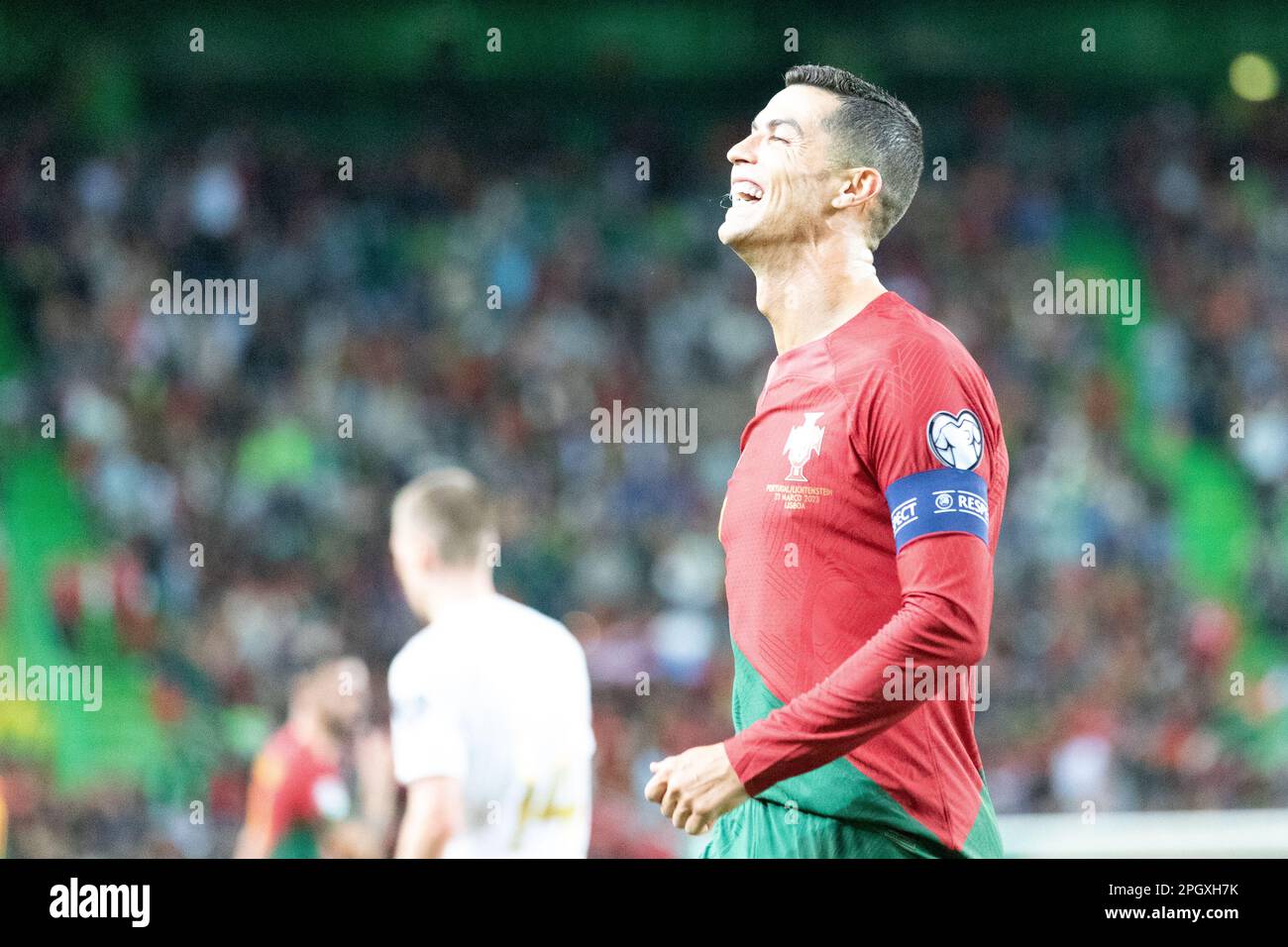 March 23, 2023. Lisbon, Portugal. Portugal's and Al Nassr forward Cristiano Ronaldo (7) in action during the 1st Round of Group J for the Euro 2024 Qualifying Round, Portugal vs Liechtenstein Credit: Alexandre de Sousa/Alamy Live News Stock Photo