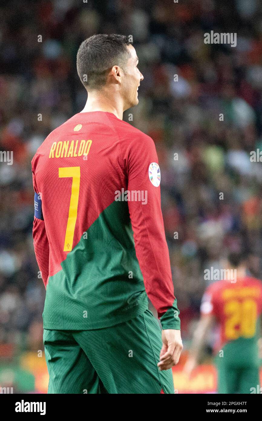 March 23, 2023. Lisbon, Portugal. Portugal's and Al Nassr forward Cristiano Ronaldo (7) in action during the 1st Round of Group J for the Euro 2024 Qualifying Round, Portugal vs Liechtenstein Credit: Alexandre de Sousa/Alamy Live News Stock Photo