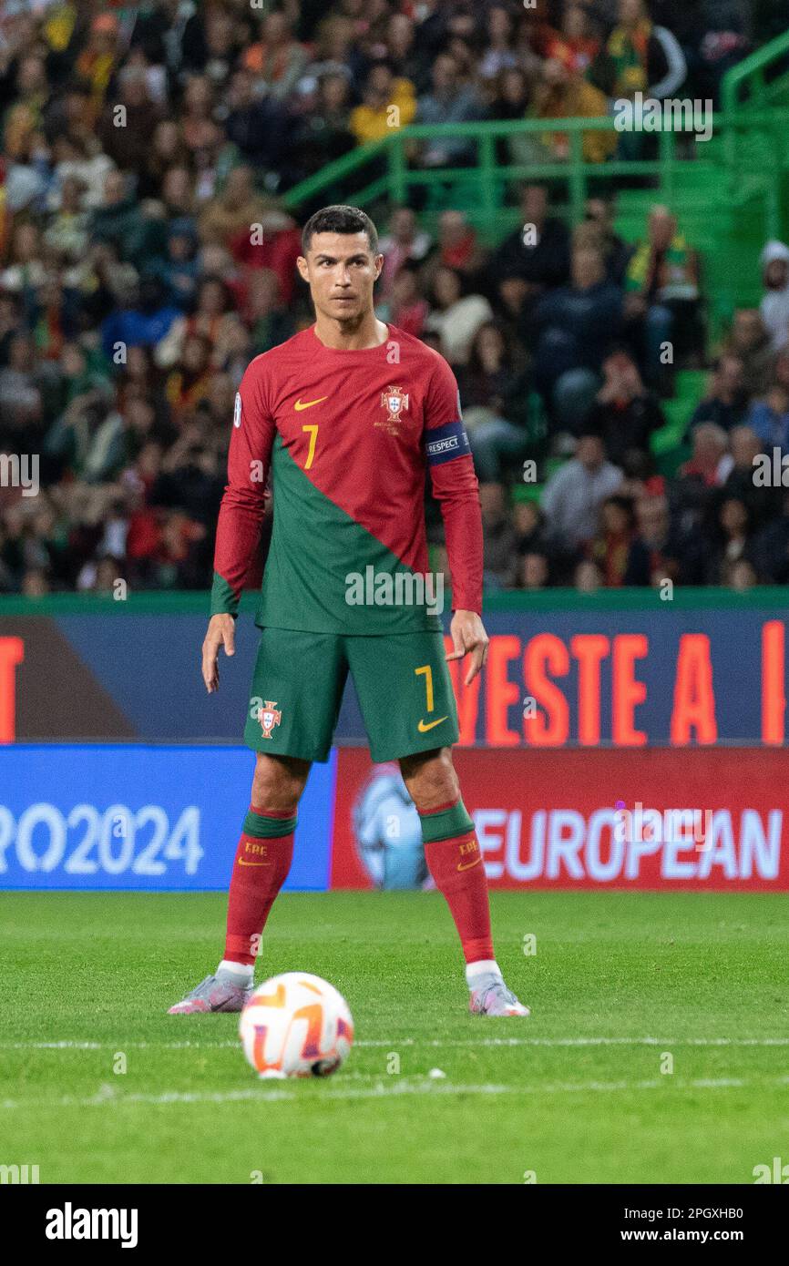 March 23, 2023. Lisbon, Portugal. Portugal's and Al Nassr forward Cristiano Ronaldo (7) in action during the 1st Round of Group J for the Euro 2024 Qualifying Round, Portugal vs Liechtenstein Credit: Alexandre de Sousa/Alamy Live News Stock Photo