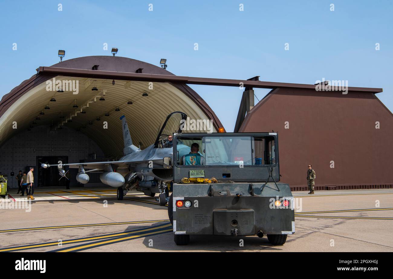 U.S. Air Force Airmen assigned to the 35th Fighter Generation Squadron ...