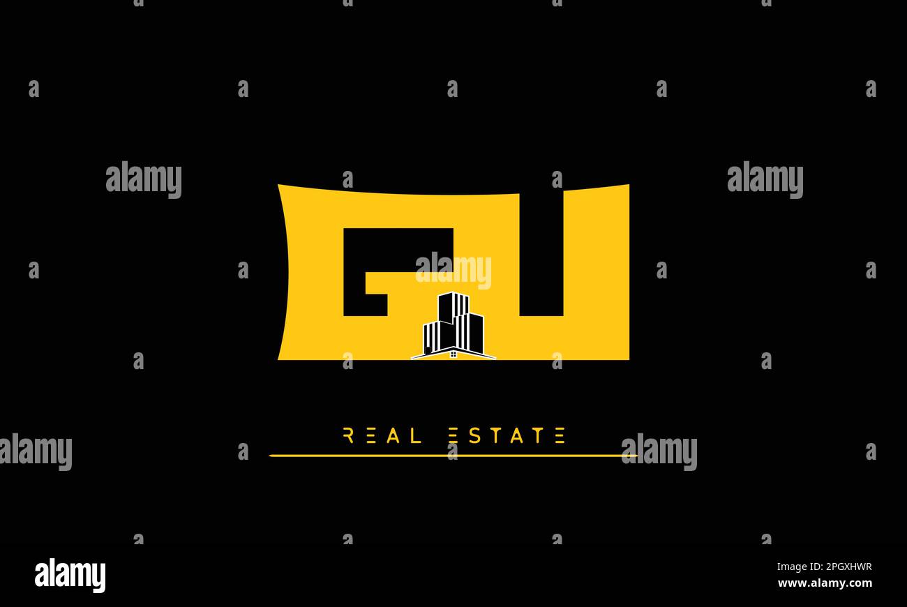 Real Estate letters Initials Monogram logo GU , UG Stock Vector