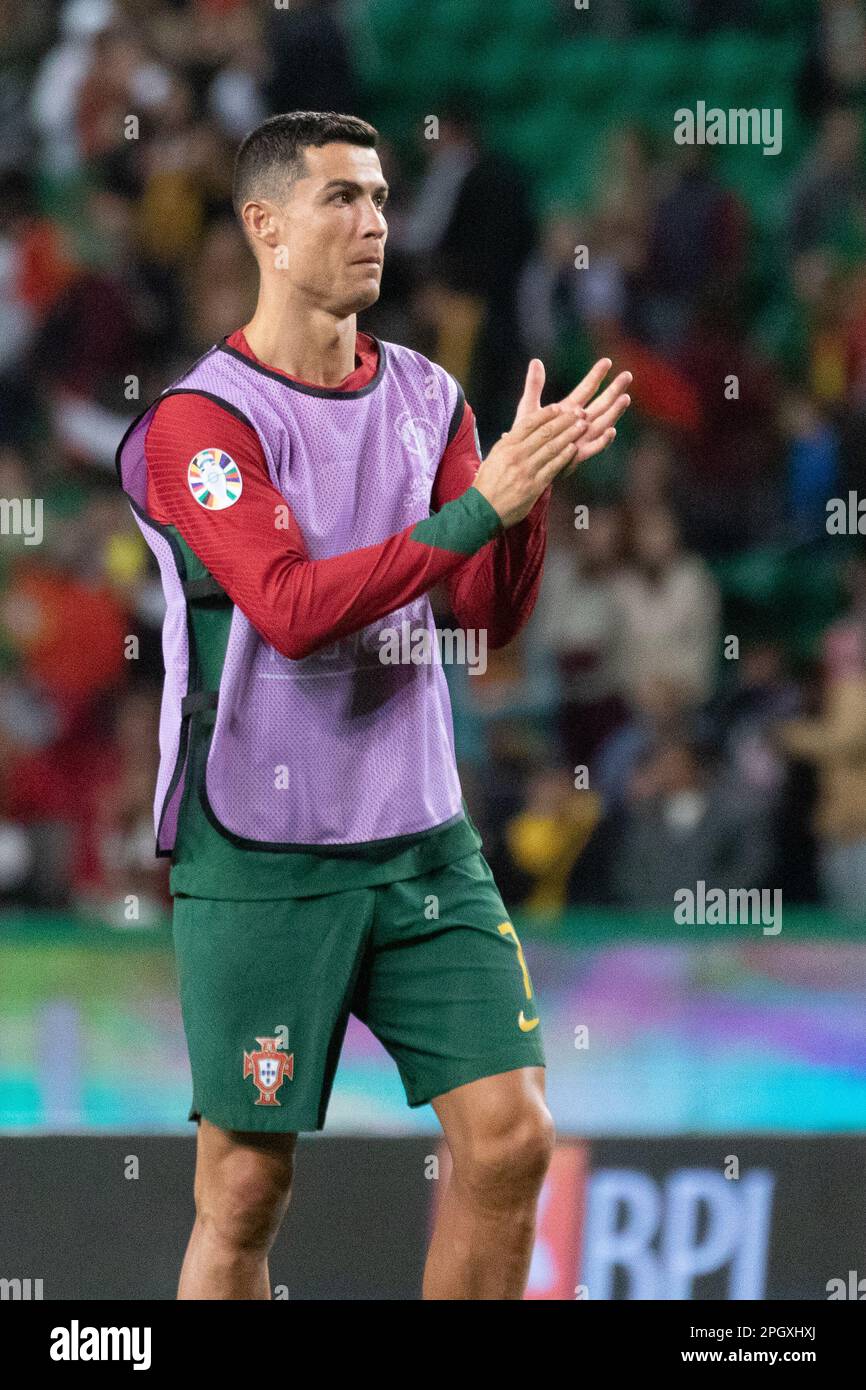 March 23, 2023. Lisbon, Portugal. Portugal's and Al Nassr forward Cristiano  Ronaldo (7) in action during the 1st Round of Group J for the Euro 2024  Qualifying Round, Portugal vs Liechtenstein Credit