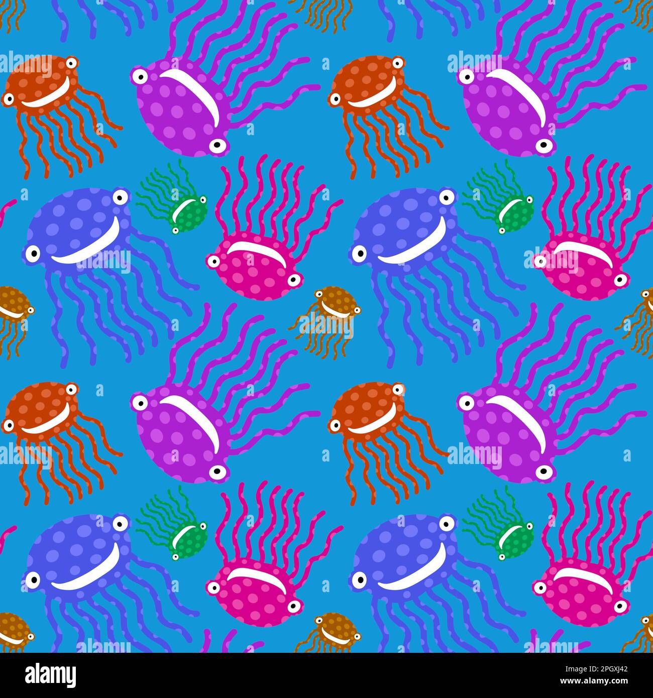 Cartoon ocean animals seamless octopus pattern for wrapping paper and ...