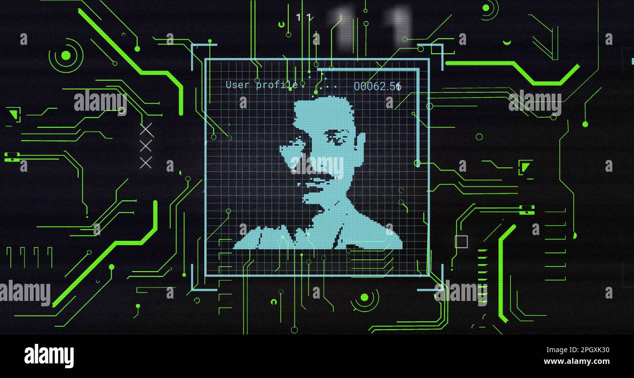 Image of biometric photo and data processing Stock Photo
