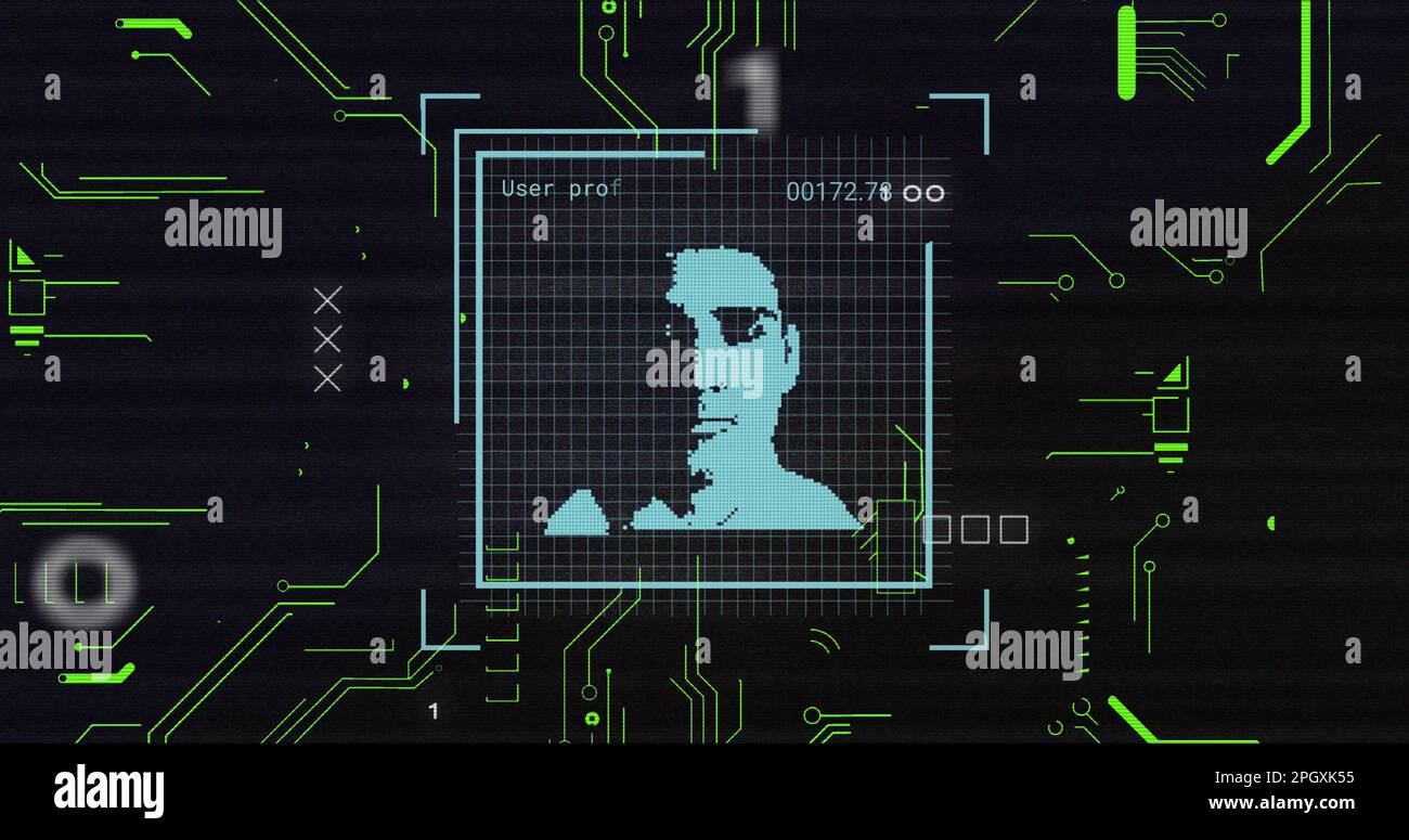 Image of biometric photo and data processing Stock Photo