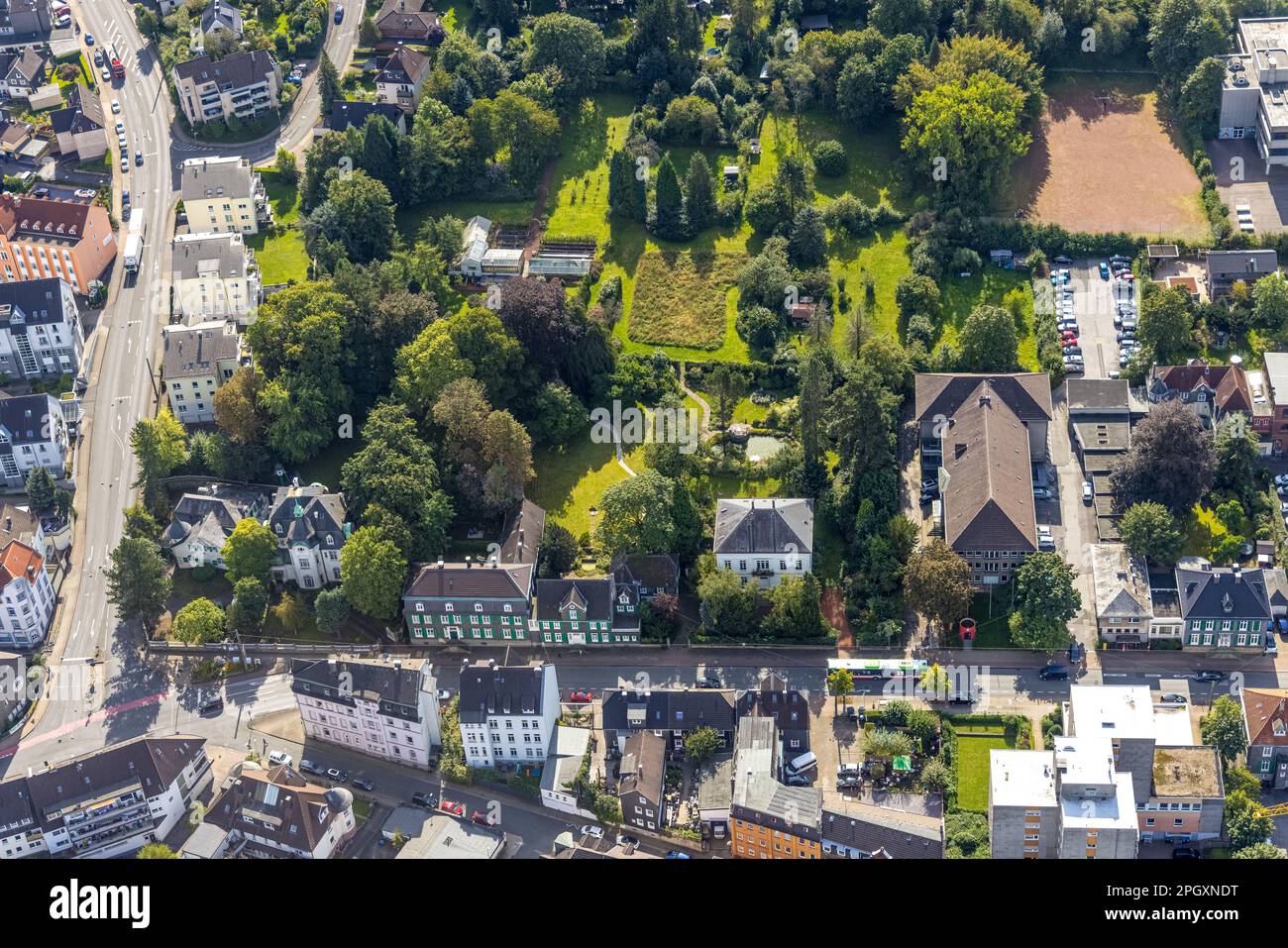 Aerial view, city hall Schwelm in district Öhde in Schwelm, Ruhr area, North Rhine-Westphalia, Germany, authority, DE, Europe, aerial photograph, aeri Stock Photo