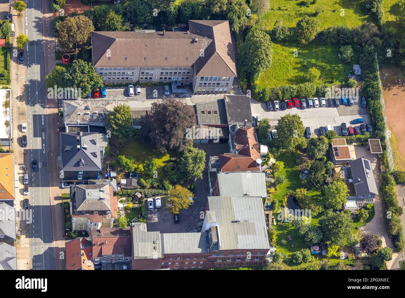Aerial view, city hall Schwelm in district Öhde in Schwelm, Ruhr area, North Rhine-Westphalia, Germany, authority, DE, Europe, aerial photograph, aeri Stock Photo