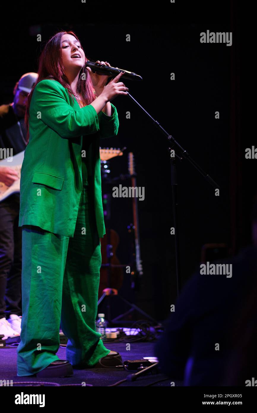 Madrid, Spain. 24th Mar, 2023. Saharawi singer Aziza Brahim performs ...