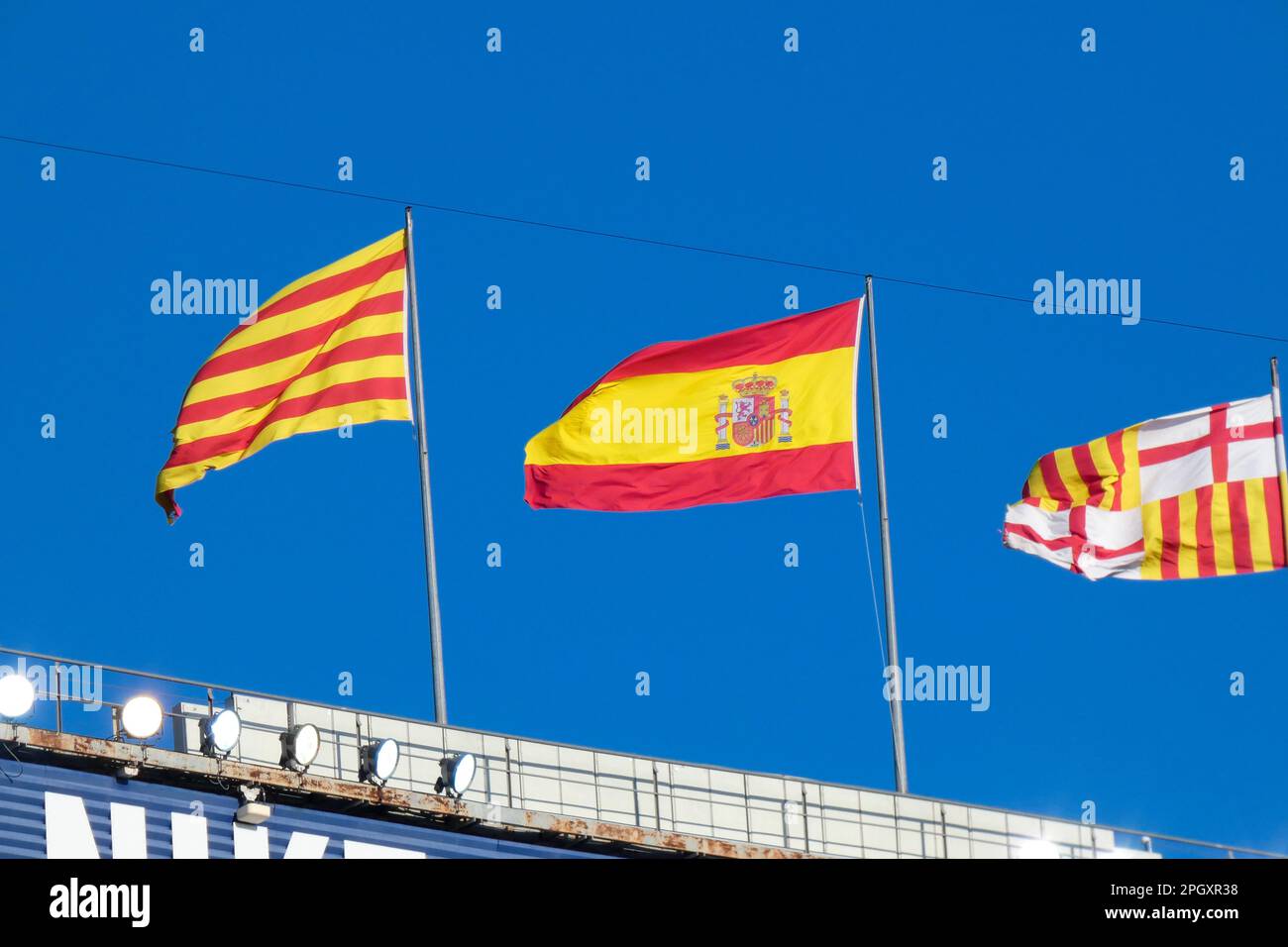 Flags of different countries and sports teams, flags with different