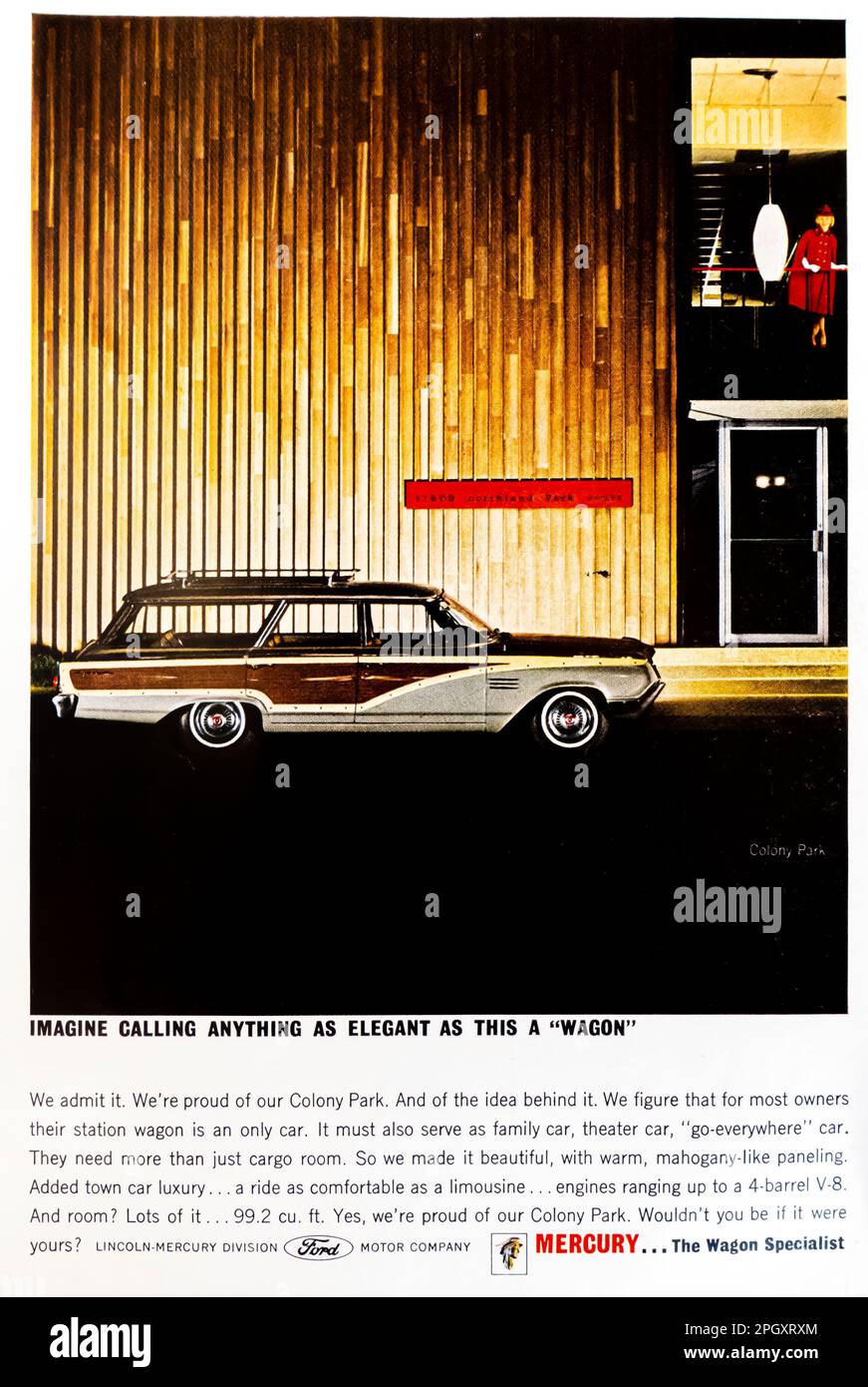 Ford Mercury Wagon advert in a Natgeo magazine,  February 1964 Stock Photo