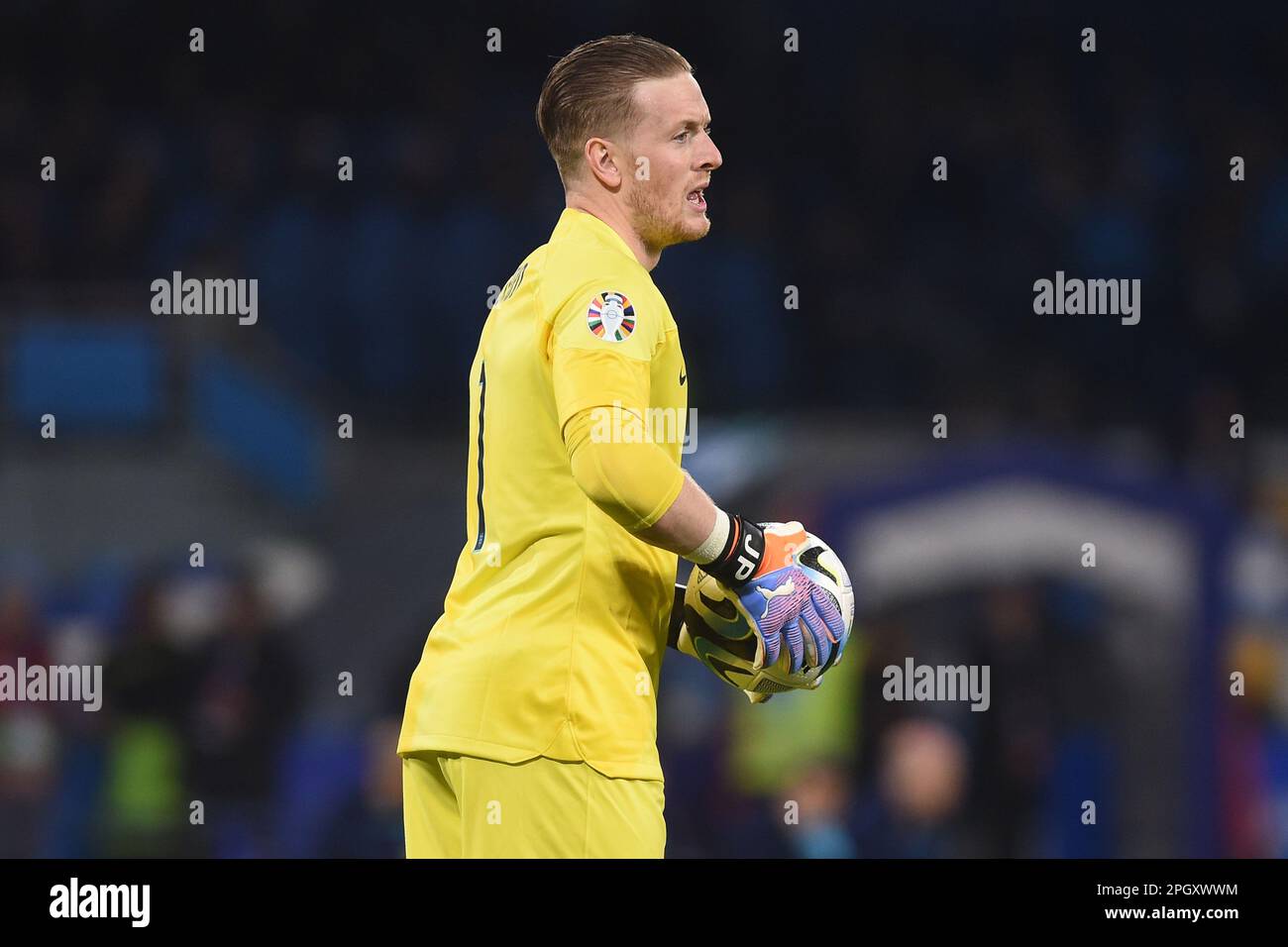 Naples, Italy. 23 Mar, 2023. Jordan Pickford of England during the Euro ...