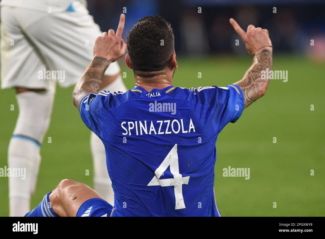 Naples, Italy. 23 Mar, 2023. Leonardo Spinazzola of Italy during the
