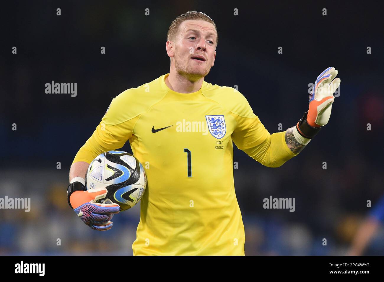 Naples, Italy. 23 Mar, 2023. Jordan Pickford of England during the Euro ...