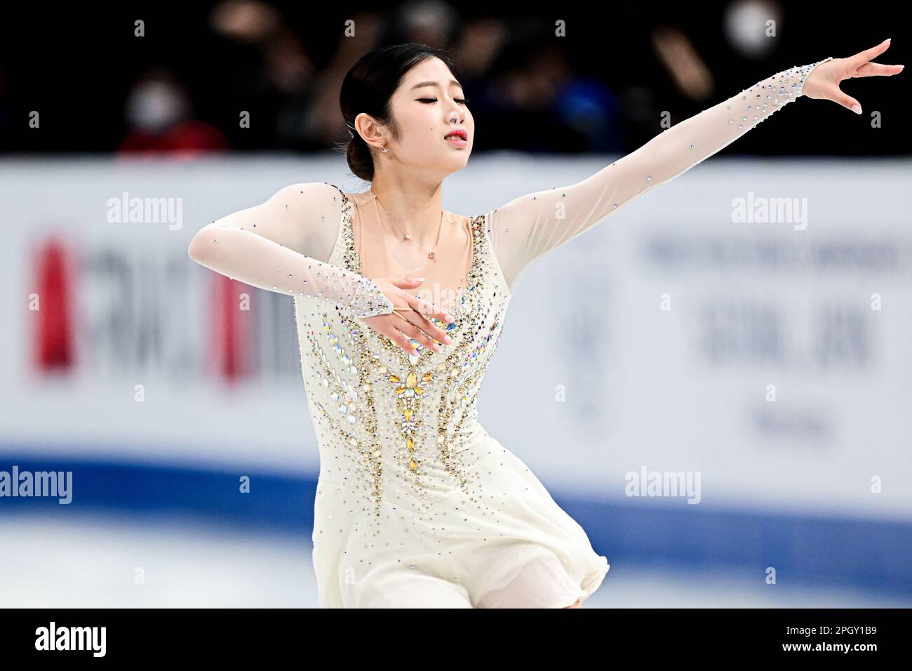 Haein LEE (KOR), during Women Free Skating, at the ISU World Figure
