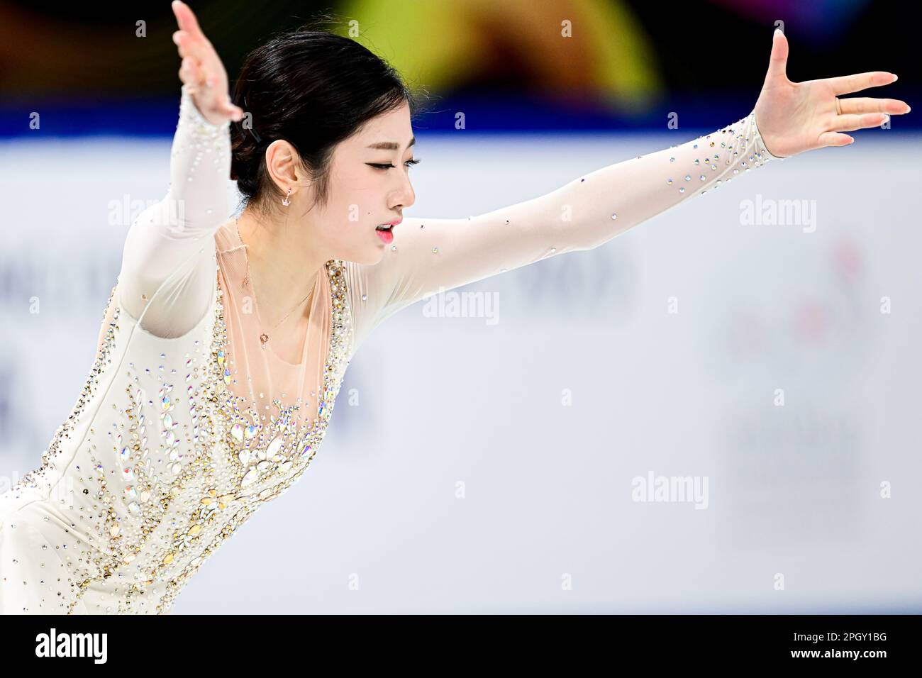 Haein LEE (KOR), during Women Free Skating, at the ISU World Figure