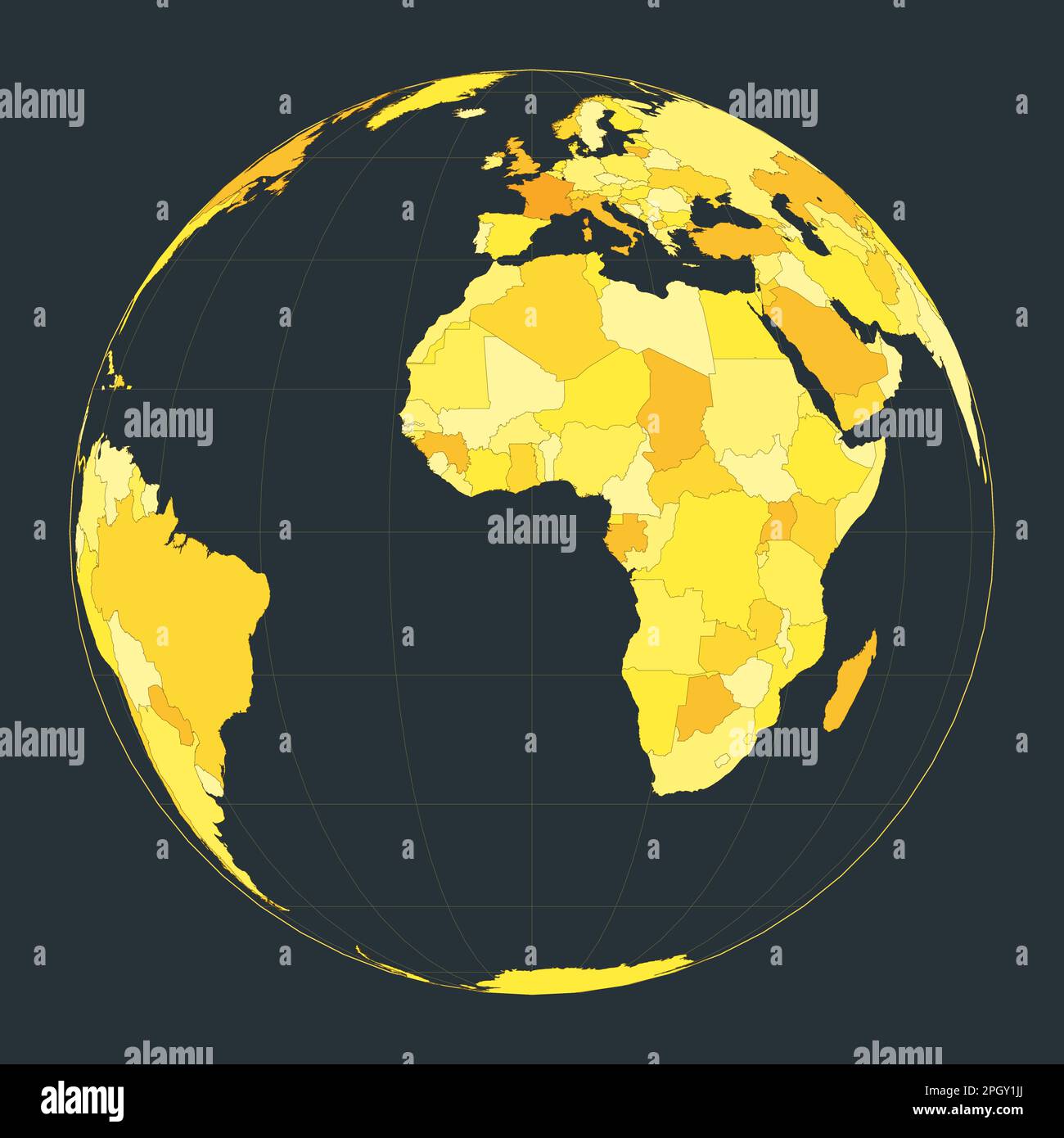 World Map. Orthographic projection. Futuristic world illustration for ...