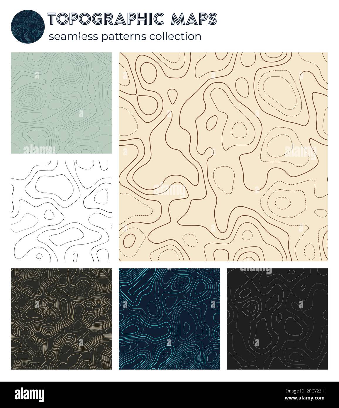 Topographic maps. Awesome isoline patterns, seamless design. Modern ...