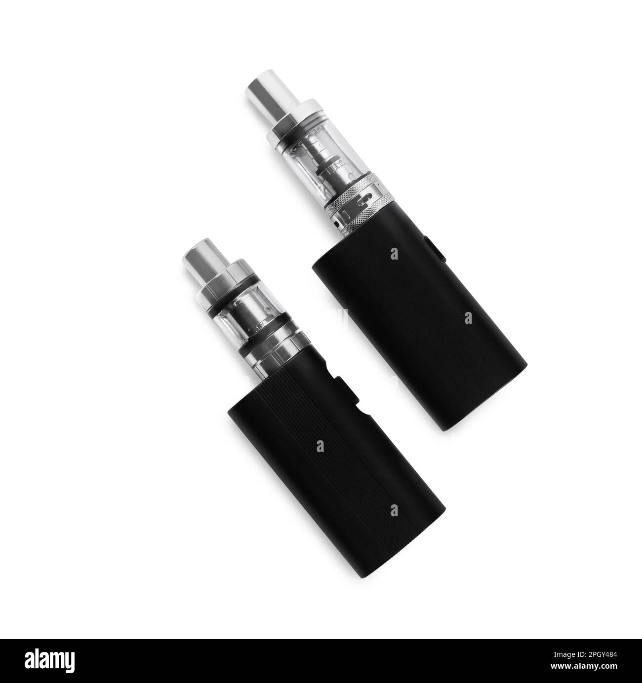 Electronic cigarettes on white background, top view Stock Photo Alamy