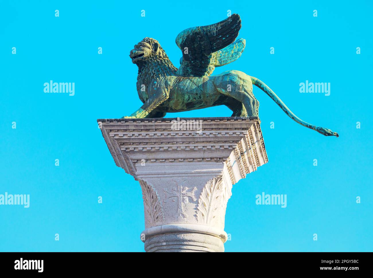 Bronze sculpture of lion with wings. Lion of Venice bronze statue Stock