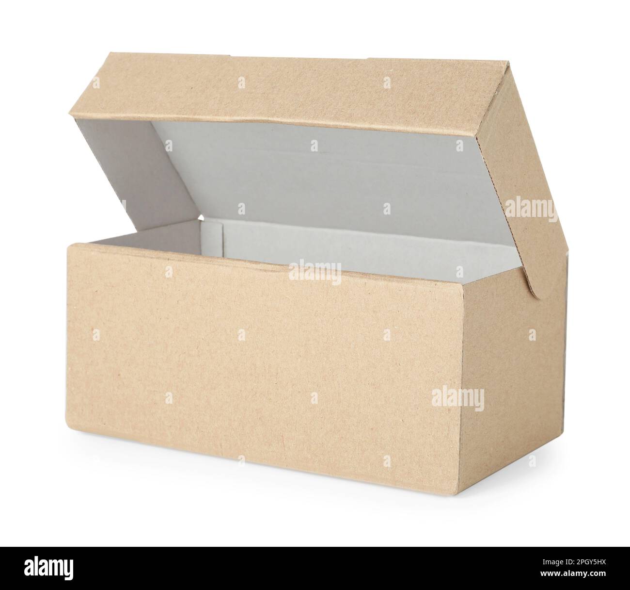 Empty open cardboard box isolated on white Stock Photo - Alamy