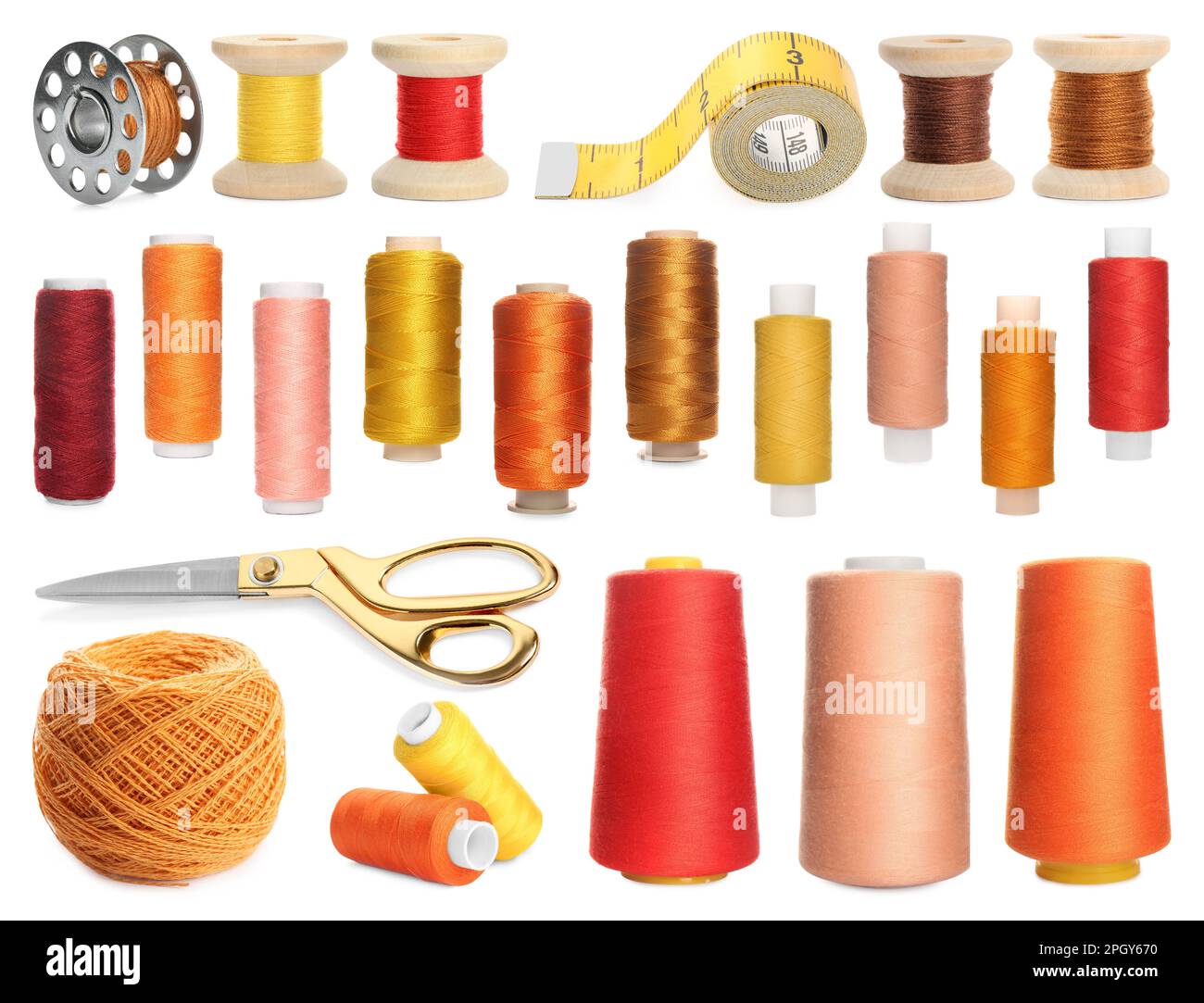 Set with different sewing supplies on white background Stock Photo