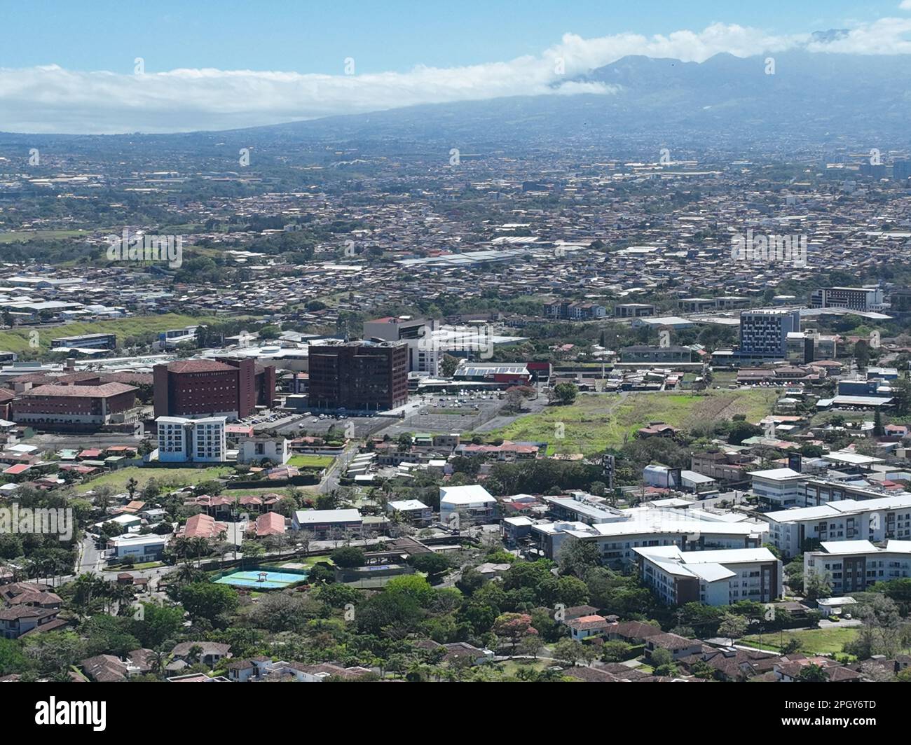 View of Escazu, Multiplaza, Plaza Roble, Distrito 4 and San Jose, Costa Rica Stock Photo