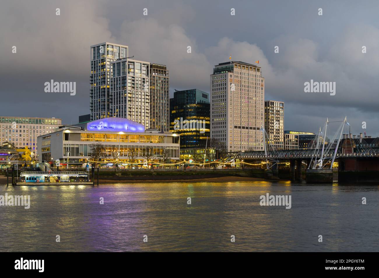 London, UK - March 18, 2023; Royal Festival Hall and Shell Center on South Bank of River Thames London Stock Photo