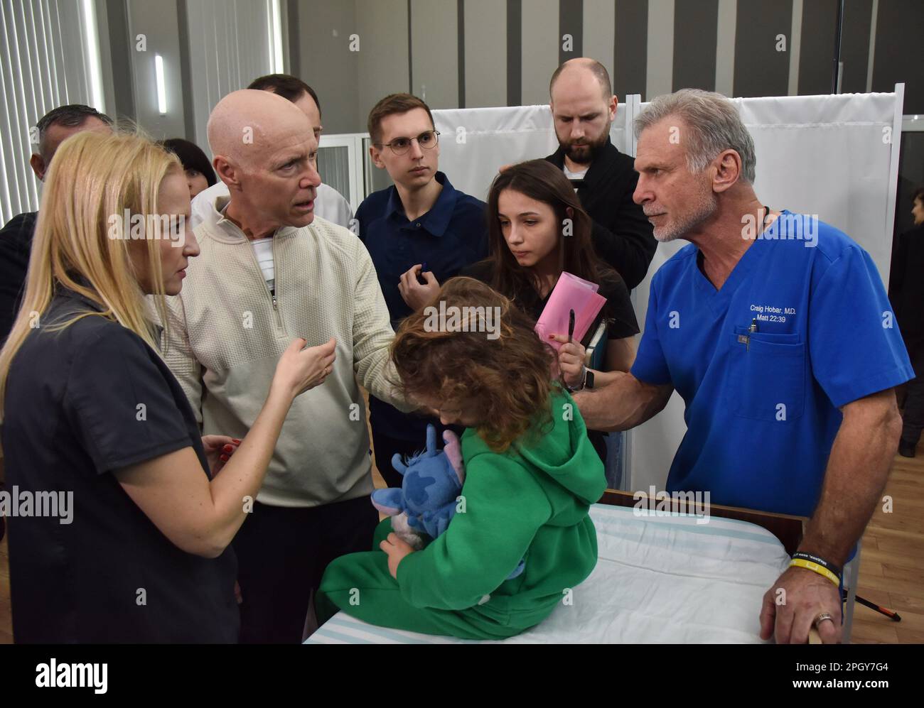 March 20, 2023, Lviv, Ukraine American surgeons examine a Ukrainian