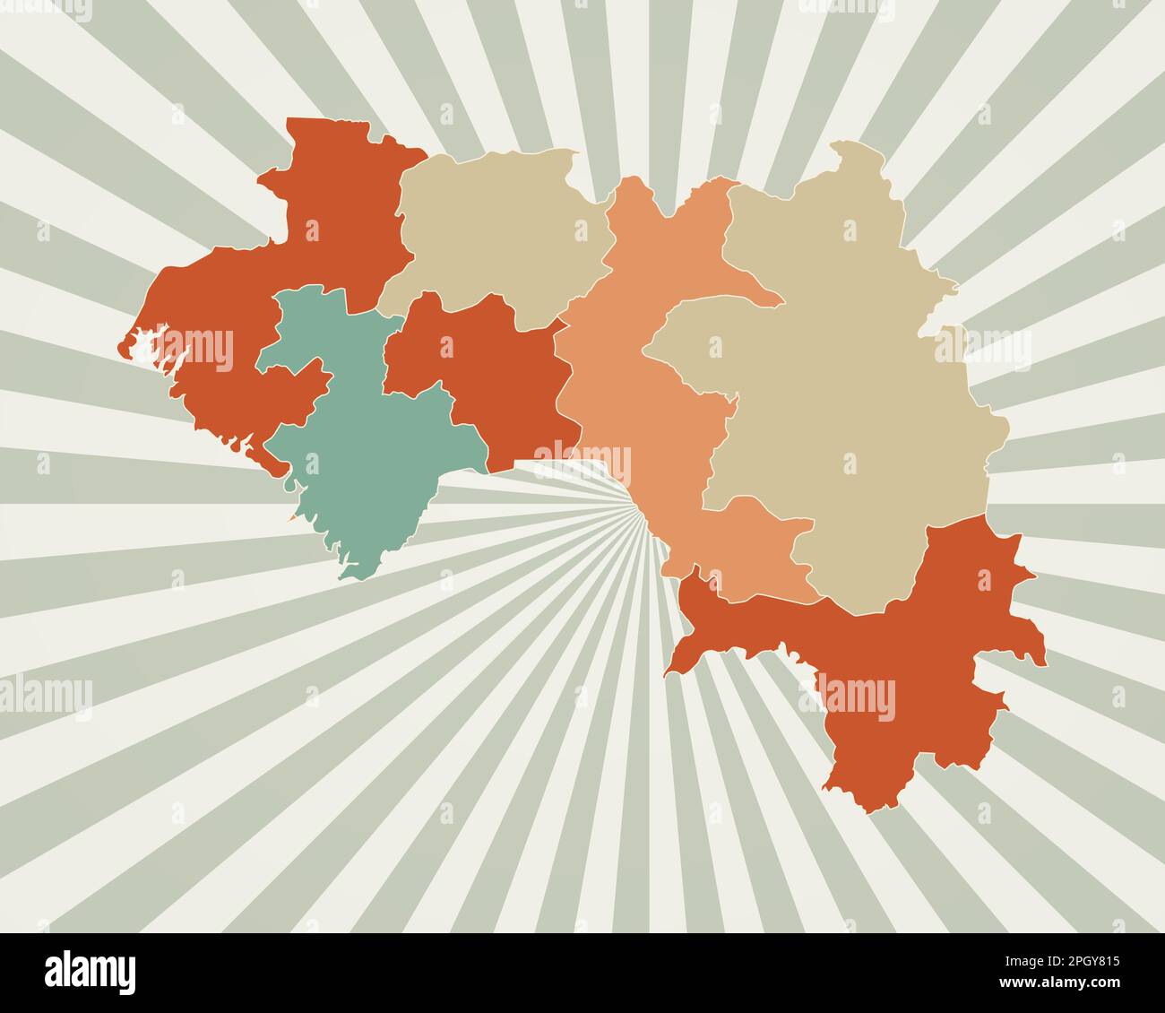 Guinea map. Poster with map of the country in retro color palette