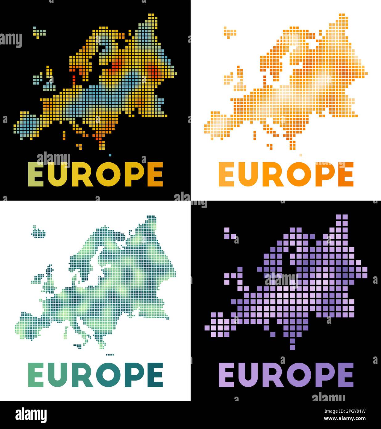 Europe Map Nice Design Europe map. Collection of maps of Europe in dotted style. Borders of ...