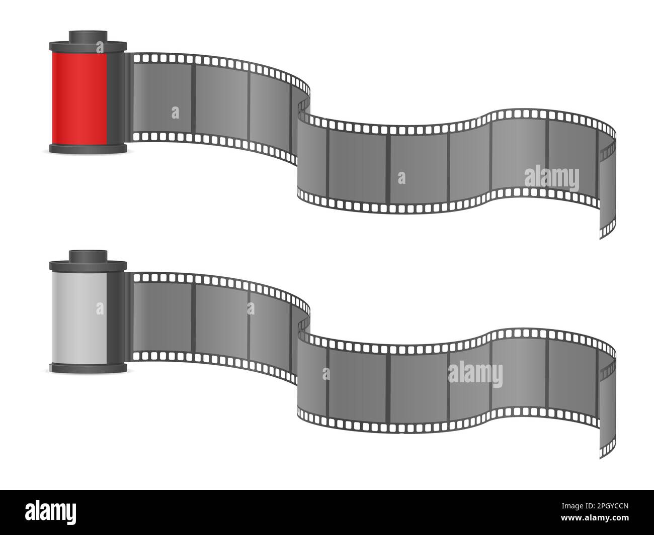 Camera photo film container set on a white background. Vector ...