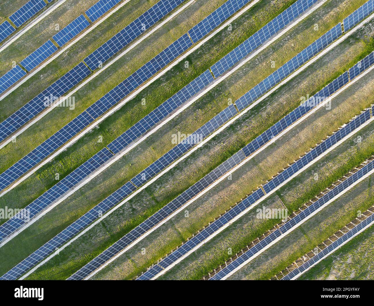 Aerial view rows modern photovoltaic hi-res stock photography and ...
