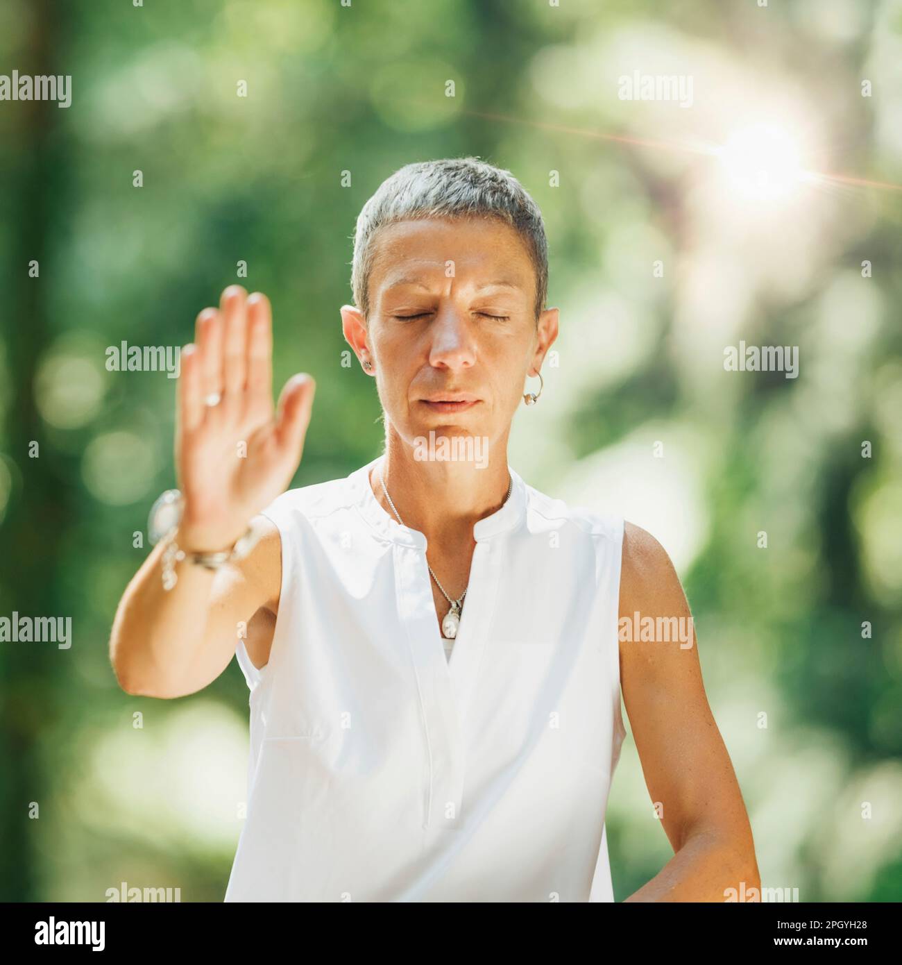 Mindful healthy female practicing hi-res stock photography and images ...