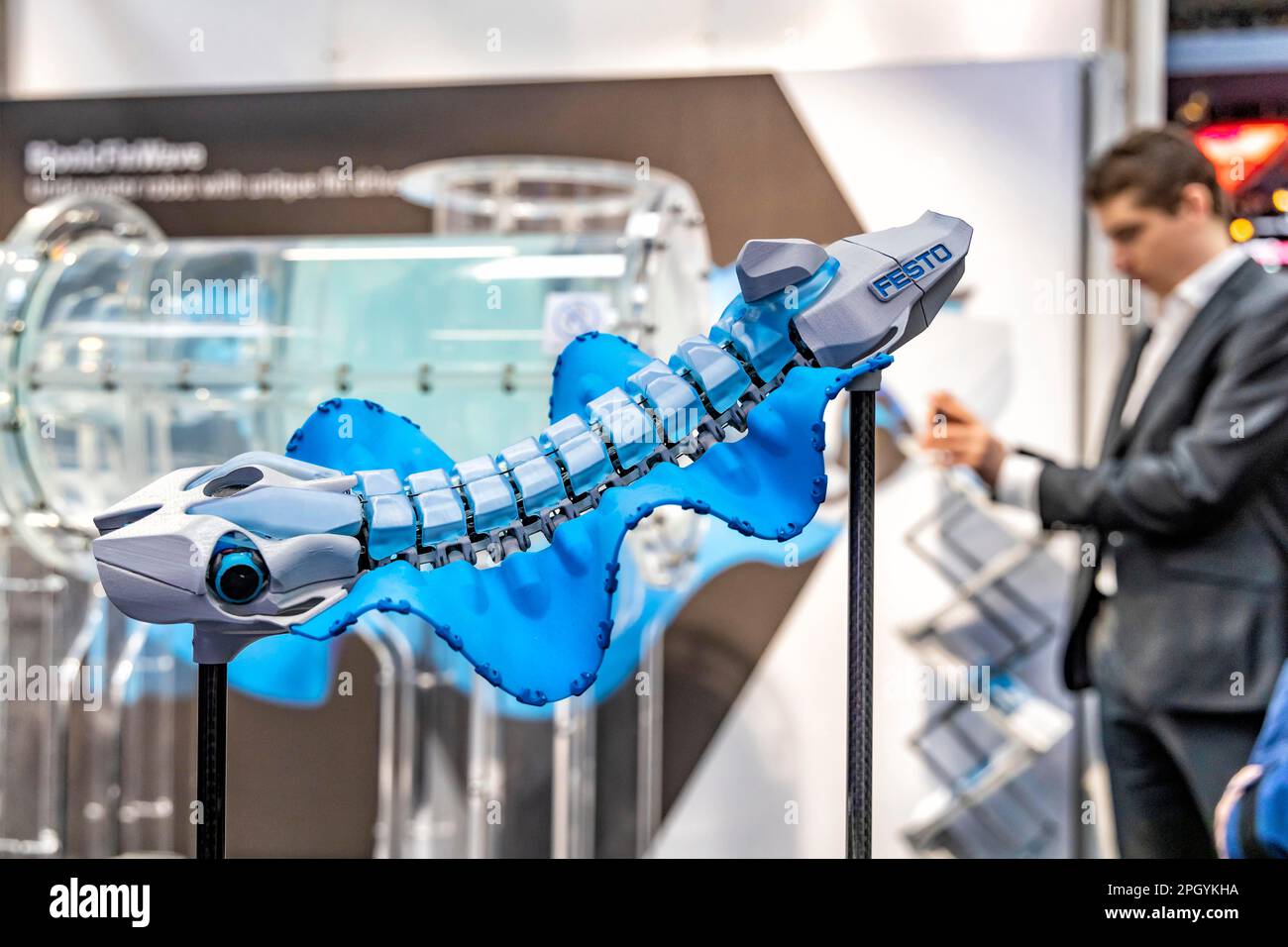 Artificial intelligence at Festo, BionicFinWave, bionics, fin-driven  underwater robot at the Hannover Messe, Lower Saxony, Germany Stock Photo -  Alamy