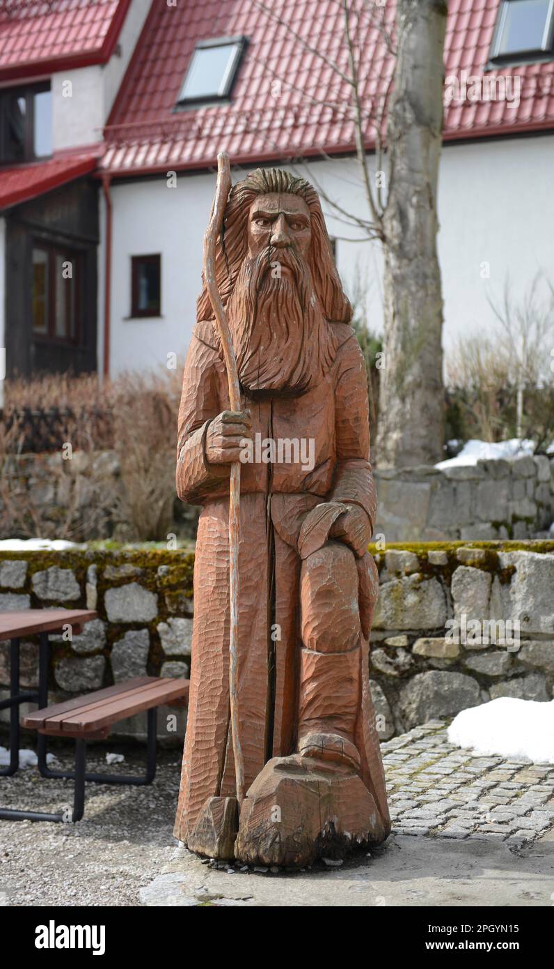 Giant Ruebezahl, carving, Karpacz, Lower Silesia, Poland Stock Photo