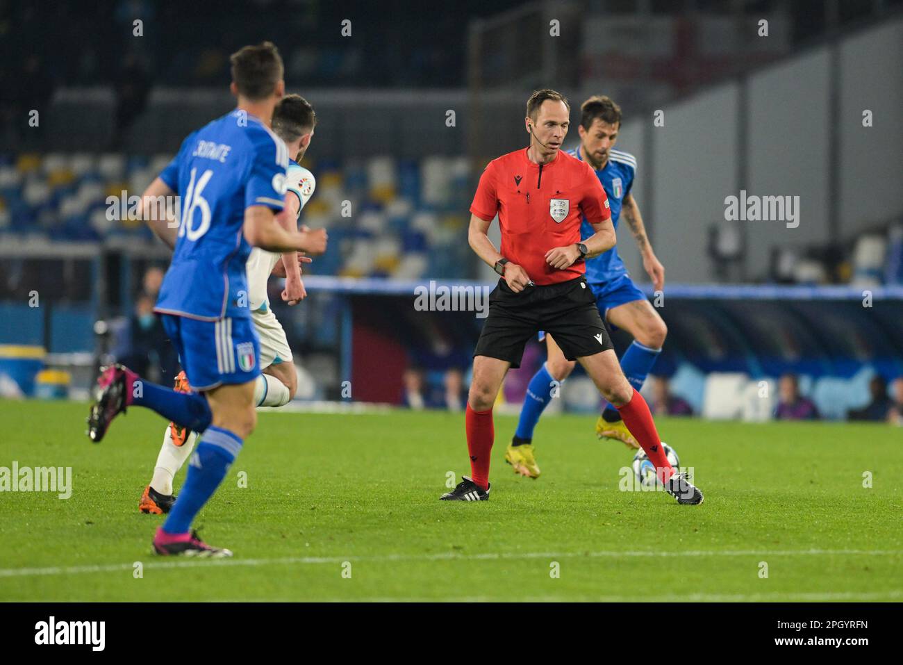 The referee Srdjan Jovanovic during the EURO 2024 qualifying football