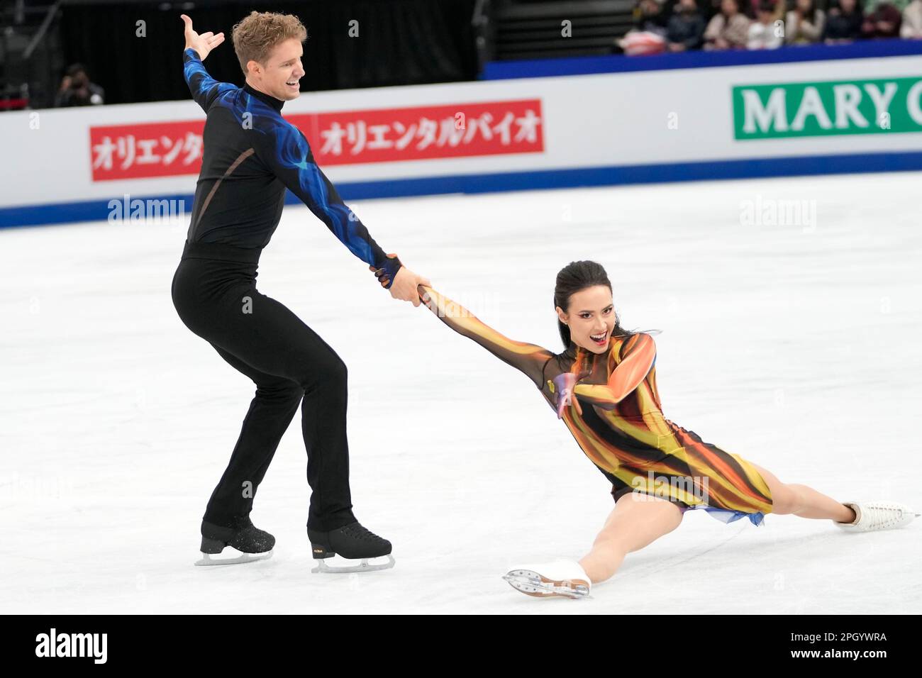 Madison Chock and Evan Bates of the U.S. perform during the ice dance
