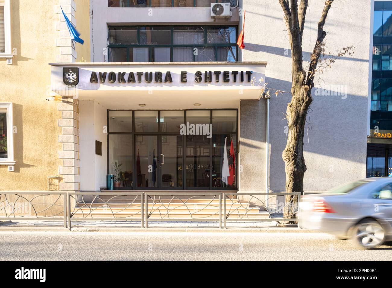 Tirana, Albania. March 2023.   exterior view of the entrance to the state attorney's office in the city center Stock Photo