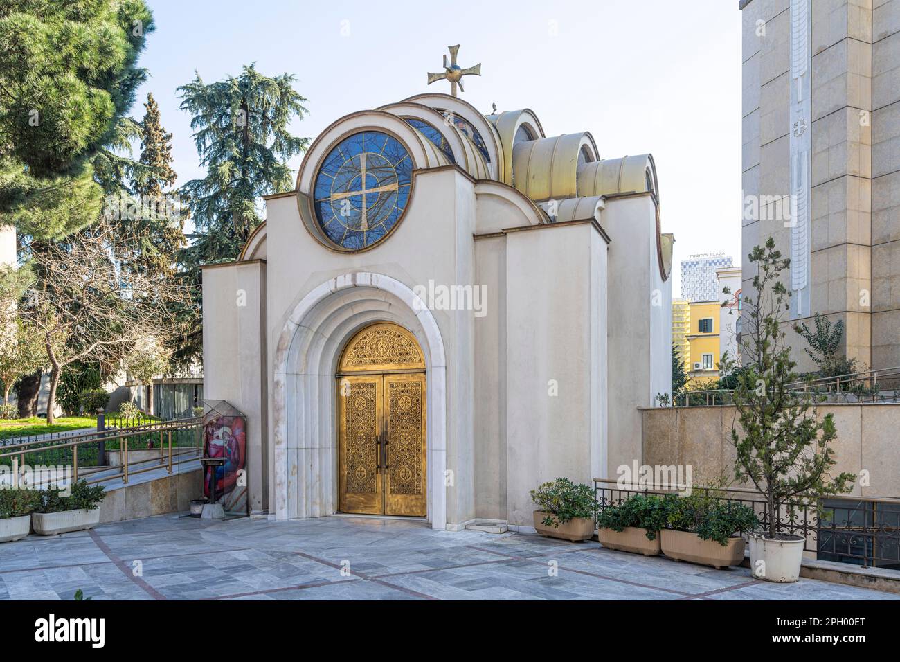 Tirana, Albania. March 2023.  exterior view of Cathedral of the Resurrection of Christ Orthodox Church in the city center Stock Photo