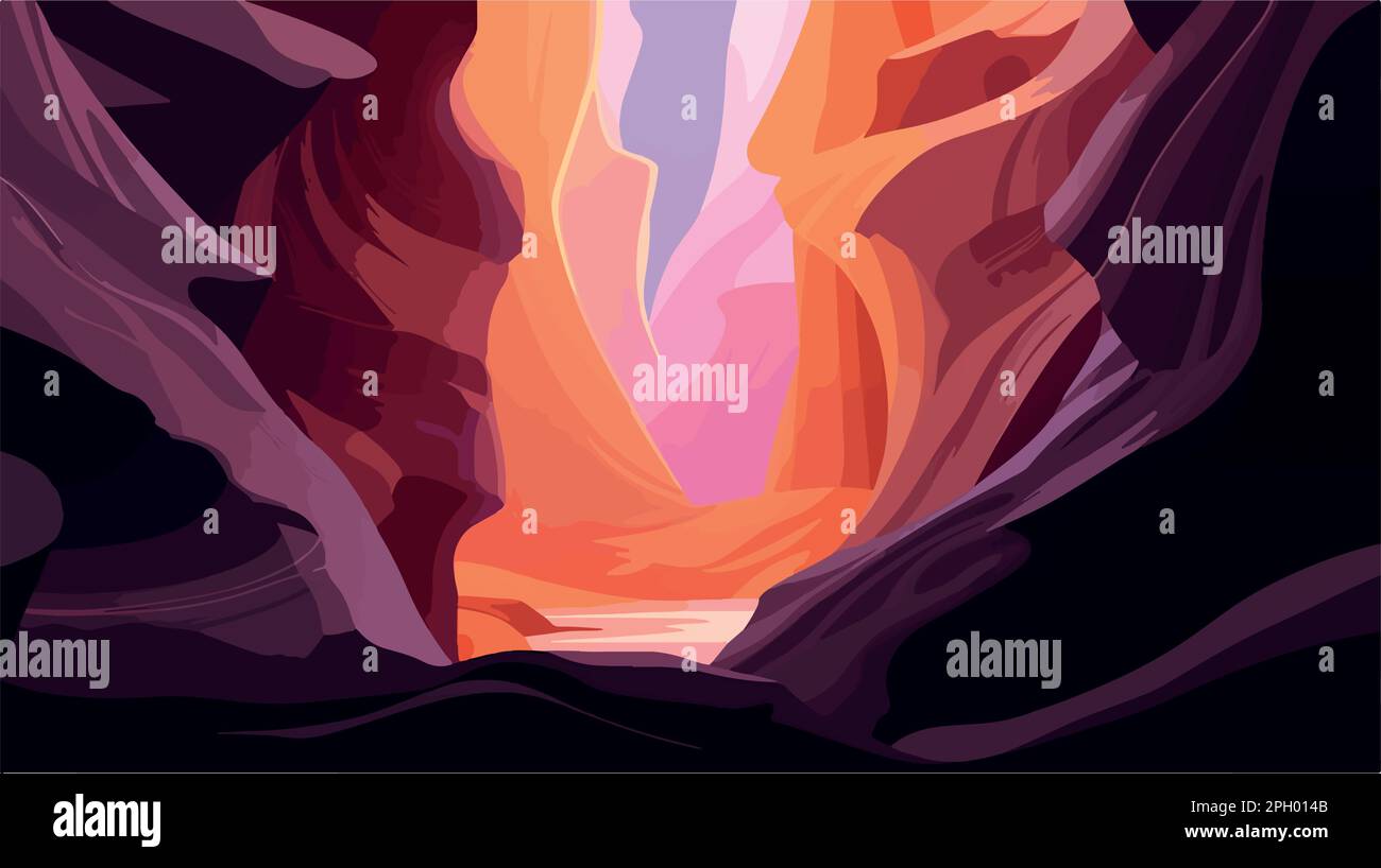 Antelope canyon. US national park. Vector art illustration of curves in ...