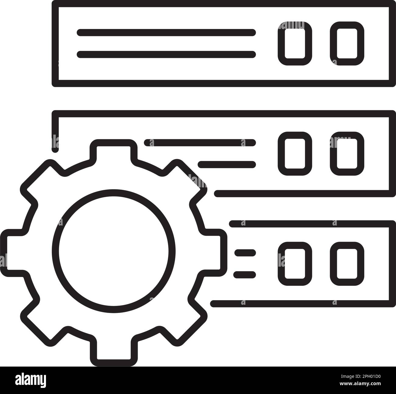 database server and gear wheel icon over white background, line style,  vector illustration Stock Vector Image & Art - Alamy