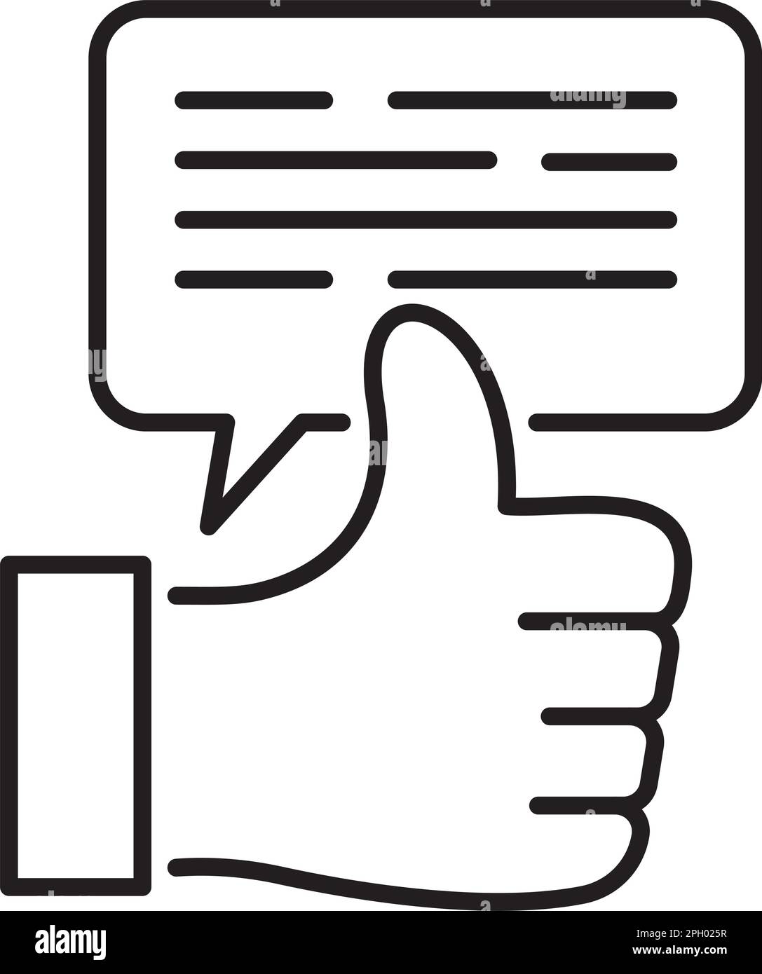 Project management thumbs up, conversation bubble, feedback vector icon illustration. Stock Vector