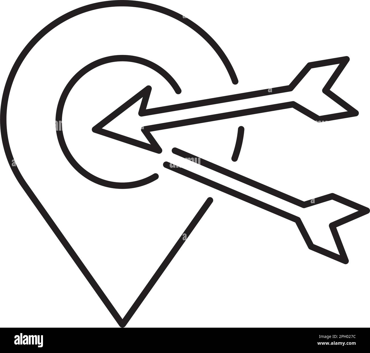 Project management location sign, arrows, geotag vector icon